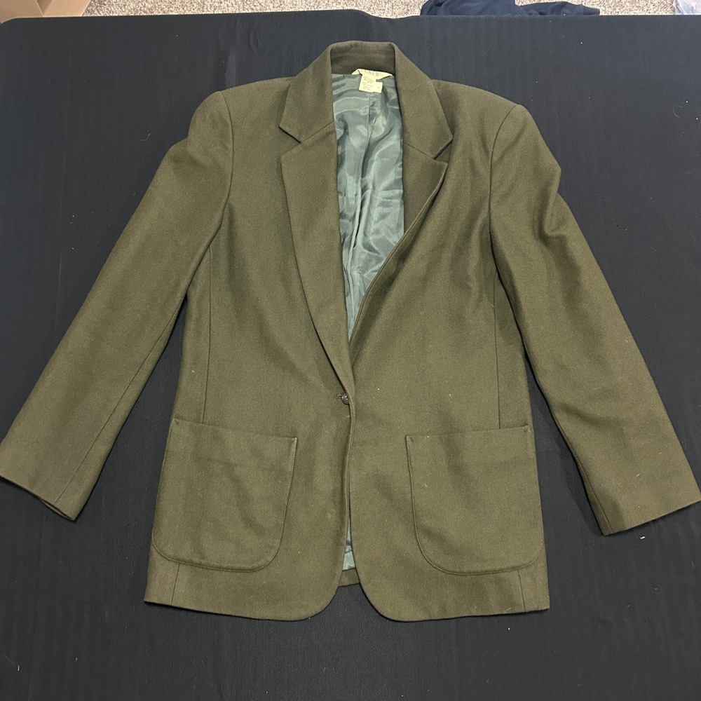 J.Crew Vintage Olive Green Wool Blend One Button Blazer Jacket Womens Size 6